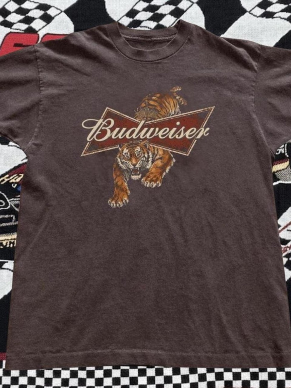 Brown Tee with Tiger Graphic and Logo